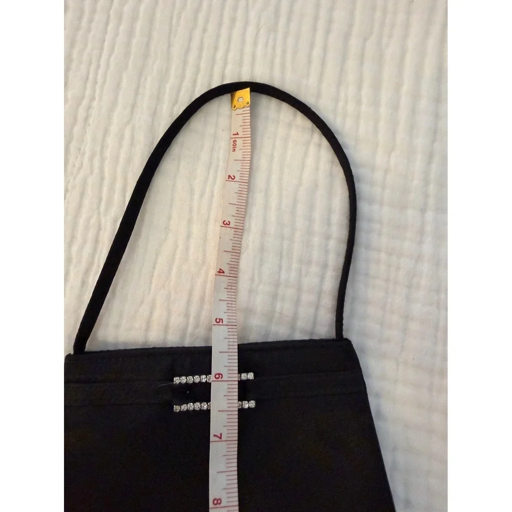 Gunne Sax Y2K Style Black Satin Evening Bag Rhinestone‎ Buckle Mini